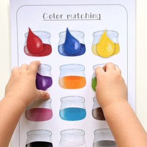 Color Sorting Matching, color association game, Toddler color game, Kids Activity, Kindergarten, Homeschool.  Child learning activity.