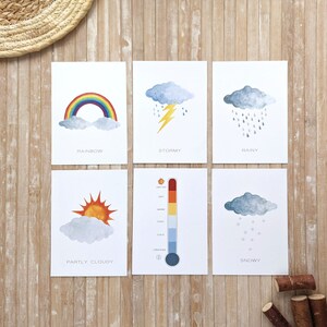DIGITAL Das Wetter Karten: Wetter druckbare Karten, Wetter Print, Lernkarten, Klassenzimmer Dekor, Montessori Materialien. Kinderzimmer Dekor.