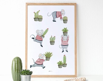 Cactus Wall Art - Nursery wall art - Cactus Poster Kids - Print Kids Art - Kids room decor - Cactus print - Baby nursery art - Babyshower