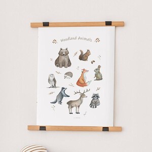 Waldtiere: Waldtiere, Waldtiere Druck, Waldtiere Kunst, Illustrationen von Waldtieren, Waldkunstdruck, Waldtiere.