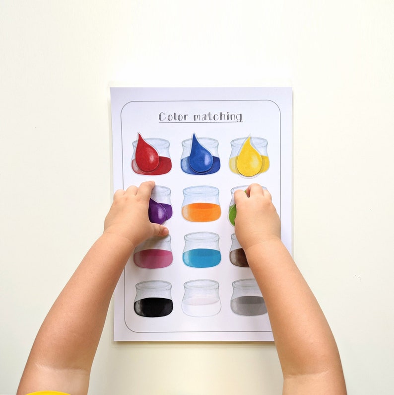 Color Sorting Matching, color association game, Toddler color game, Kids Activity, Kindergarten, Homeschool. Child learning activity. image 1