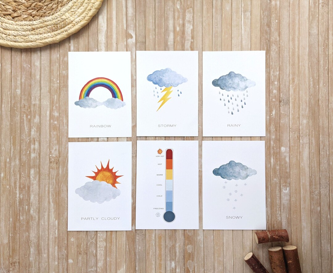 Spring Weather Card DIGITAL the Weather Cards: Weather Printable Cards, Weather Print ...