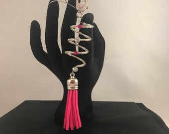 Purse charm, zipper pull, purse accessory, fuchsia, Purse Bloing