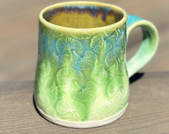 Ginkgo mug, Ginkgo leaf mug, leaf mug, handmade mug, coffee mug