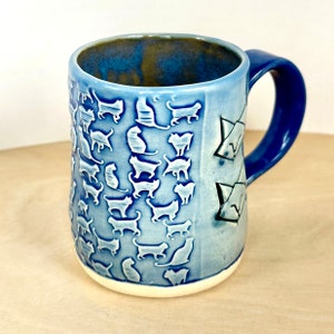 Cat mug, kitty mug, blue cat mug, handmade mug, coffee mug