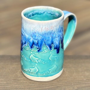 Peacock mug, bird mug, handmade mug, coffee mug, large mug, 16 oz mug