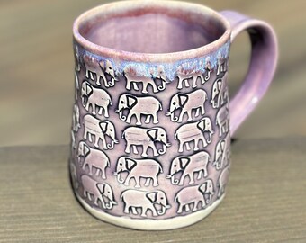 Elephant mug, elephants, handmade mug, coffee mug, 14 oz mug