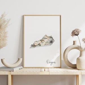 Oregon Digital Art Print for Wall Art Downloadable Print Oregon State Wall Decor Digital Print for Home Decor Floral Art Print
