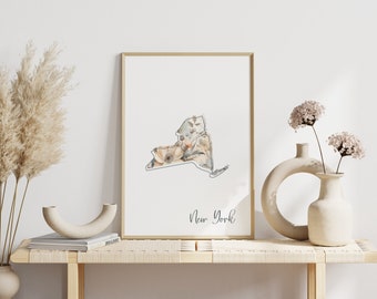 New York Digital Art Print for Wall Art Downloadable Print for New York State Wall Decor Digital Print for Home Decor Floral Art Print