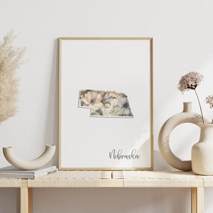 Nebraska Digital Art Print for Wall Art Downloadable Print for Nebraska State Wall Decor Digital Print for Home Decor Floral Art Print