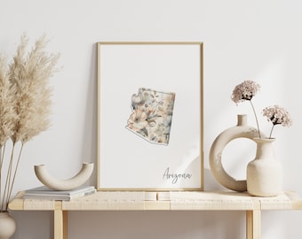 Arizona Digital Art Print for Wall Art Downloadable Print for Arizona State Wall Decor Digital Print for Home Decor Floral Art Print