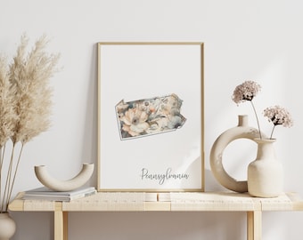 Pennsylvania Digital Art Print for Wall Art Downloadable Print Pennsylvania State Wall Decor Digital Print for Home Decor Floral Art Print