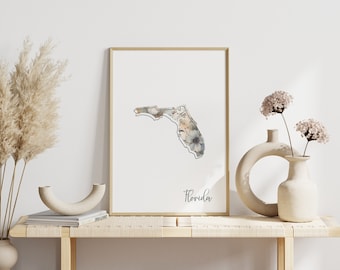 Florida Digital Art Print for Wall Art Downloadable Print for Florida State Wall Decor Digital Print for Home Decor Floral Art Print