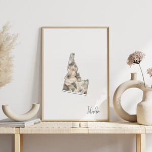 Idaho Digital Art Print for Wall Art Downloadable Print for Idaho State Wall Decor Digital Print for Home Decor Floral Art Print