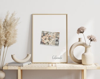 Colorado Digital Art Print for Wall Art Downloadable Print for Colorado State Wall Decor Digital Print for Home Decor Floral Art Print