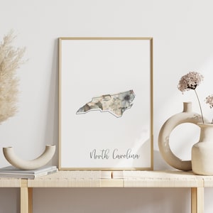 North Carolina Digital Art Print for Wall Art Print for North Carolina State Wall Decor Digital Print for Home Decor Floral Art Print