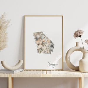 Georgia Digital Art Print for Wall Art Downloadable Print for Georgia State Wall Decor Digital Print for Home Decor Floral Art Print