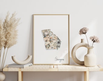 Georgia Digital Art Print for Wall Art Downloadable Print for Georgia State Wall Decor Digital Print for Home Decor Floral Art Print