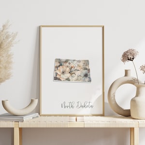 North Dakota Digital Art Print for Wall Art Downloadable Print North Dakota State Wall Decor Digital Print for Home Decor Floral Art Print