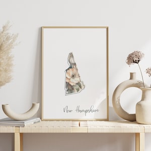 New Hampshire Digital Art Print for Wall Art Downloadable Print for New Hampshire State Wall Decor Digital Print Home Decor Floral Art Print
