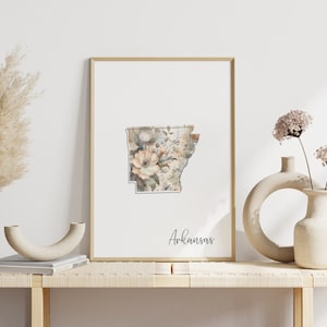 Arkansas Digital Art Print for Wall Art Downloadable Print for Arkansas State Wall Decor Digital Print for Home Decor Floral Art Print