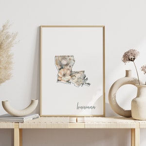 Louisiana Digital Art Print for Wall Art Downloadable Print for Louisiana State Wall Decor Digital Print for Home Decor Floral Art Print