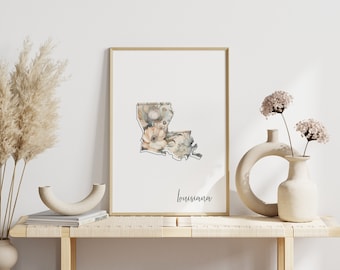 Louisiana Digital Art Print für Wandkunst Herunterladbare Druck für Louisiana State Wall Decor Digital Print für Home Decor Floral Art Print