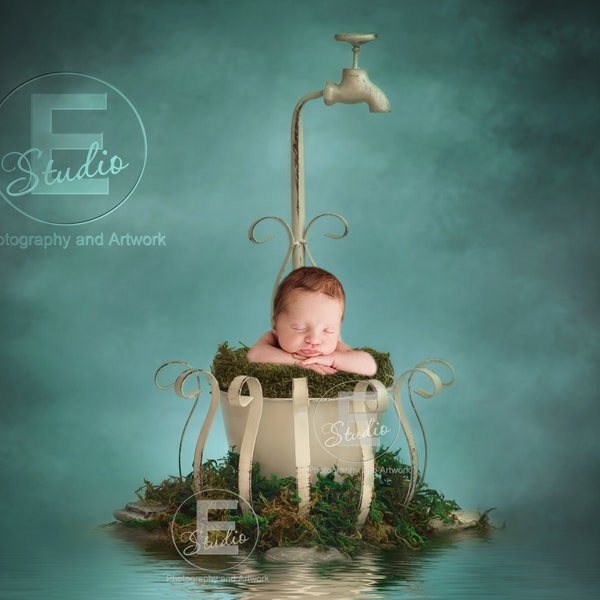 Verzauberte Wasser Hintergrund, digitale NeugeboreneN Hintergrund, magische Baby-Vorlage, Kleinkind Sitter Prop, Herunterladen Photoshop Overlay Hintergrundändern