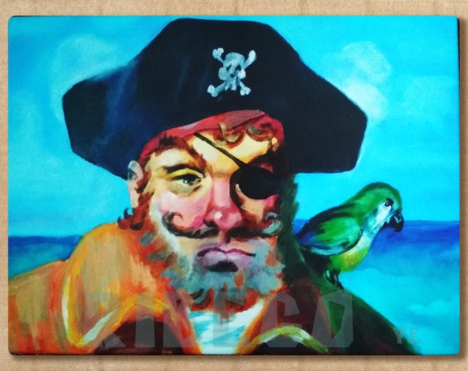 Sponge Bob Captain Paint Print on Canvas Etsy