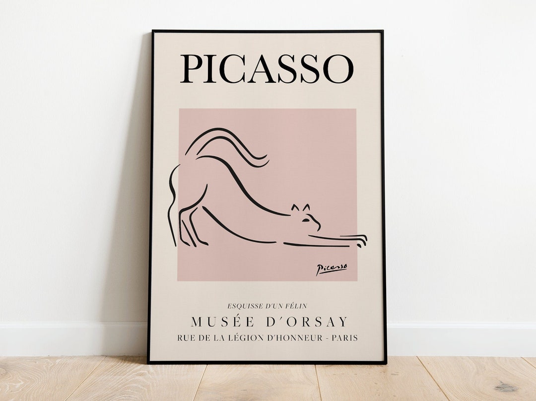 ピカソ猫の線画プリント：ヴィンテージ展覧会ポスター - Etsy 日本
