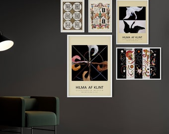 Modern Art Gallery Wall Set of 5 Art Prints