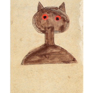 Lámina artística de Bill Traylor: Gato con ojos rojos, arte popular americano