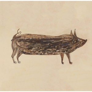 Bill Traylor Pig Art Print: Americana Folk Art Wall Decor