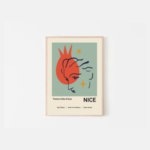 Henri Matisse Cote-d'Azur Cartel de la exposición - La Gerbe Wall Art Minimalist Abstract Green Neutral Art Print - Vintage Henri Matisse Art