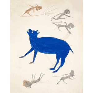 Impression d&#39;art Bill Traylor : art folklorique animal bleu, décoration murale Americana