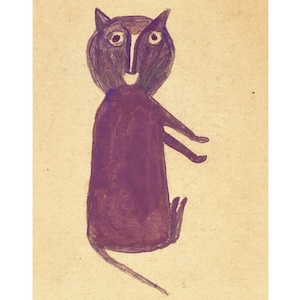 Impresión artística del gato de Bill Traylor: pintura naif popular americana