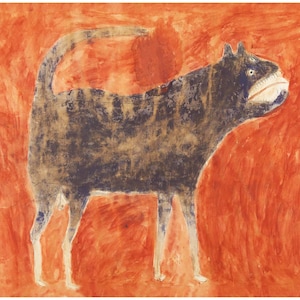 Impression d&#39;art « Mean Dog » de Bill Traylor : décoration murale art folklorique vintage