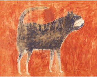 Bill Traylor 'Mean Dog' Art Print: Vintage Folk Art Wall Decor