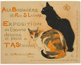 Steinlen Cat Art Print: Orange Tabby & Black Cat (Digital Download)