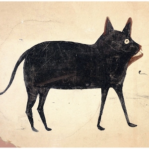 Lámina artística de Bill Traylor: Gato con mandíbula marrón, arte popular americano
