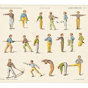 Vintage Gymnastics Art Print: Antique Exercise Poster