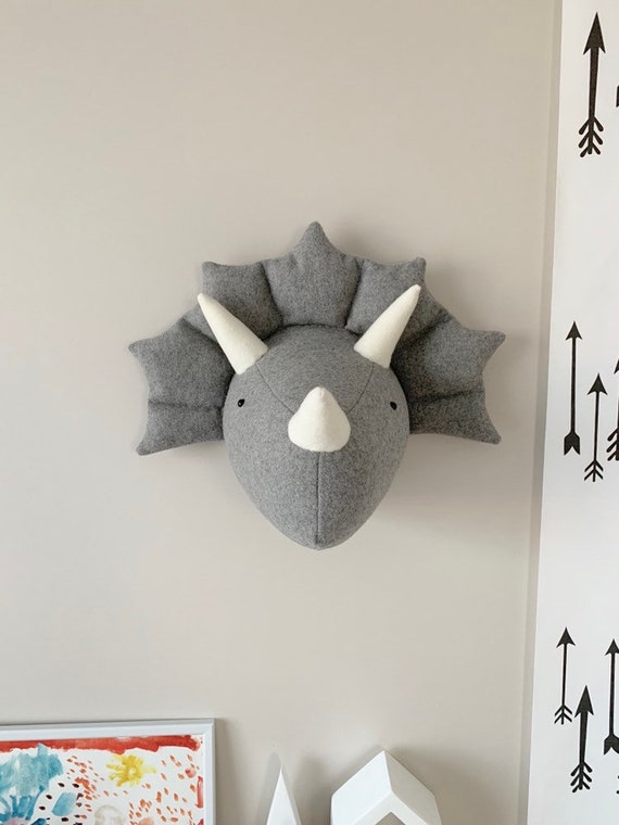 stuffed dinosaur head wall mount