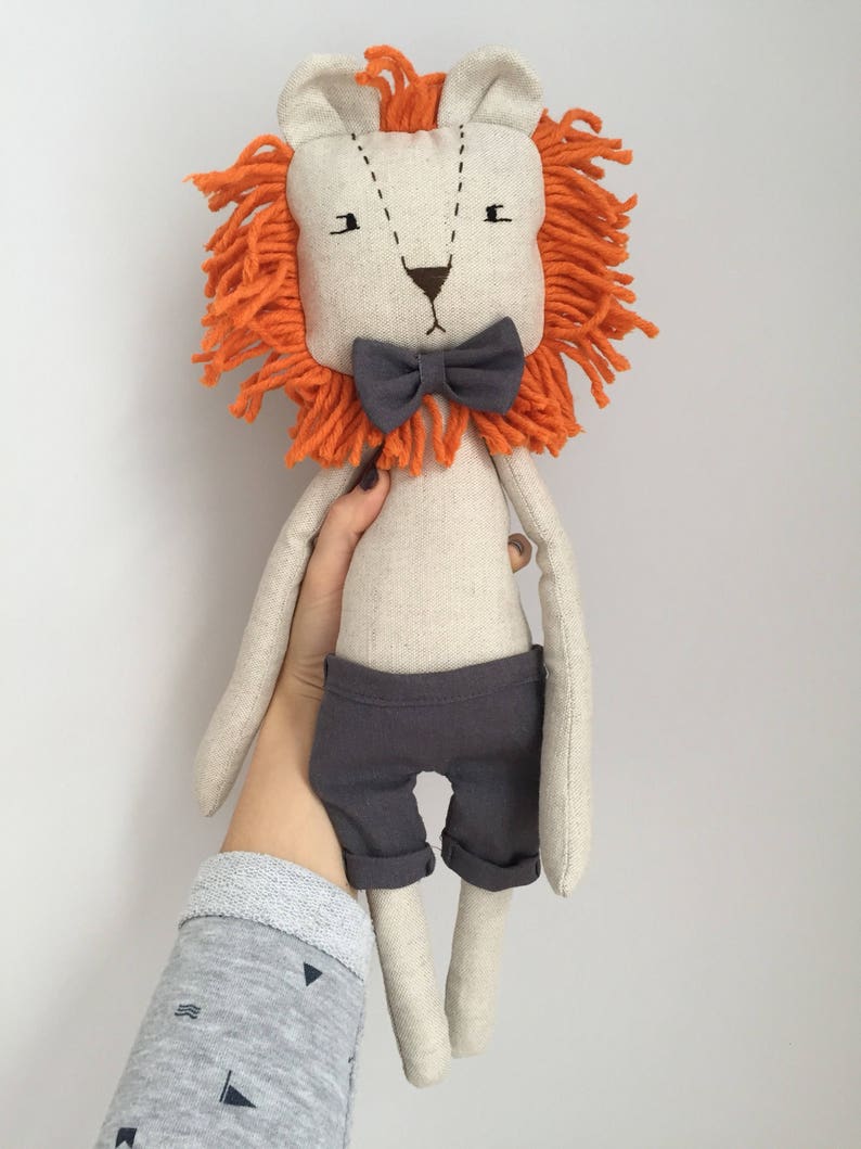 LiON toy stuffed lion rag doll soft toy linen toy | Etsy
