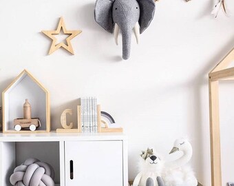 Faux Taxidermy Elephant Head, Fabric Wall Mounted Animal Head, jungle, baby shower gift, wall decor