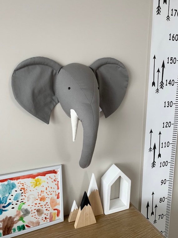 Faux Taxidermy Elephant Head Fabric Wall Mounted Animal Head Etsy