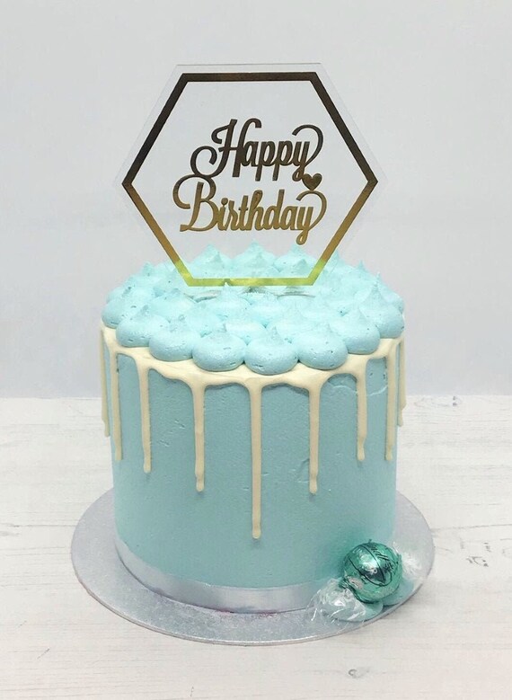 Personalised Hexagon Acrylic Cake Topper Custom Cake Topper Etsy