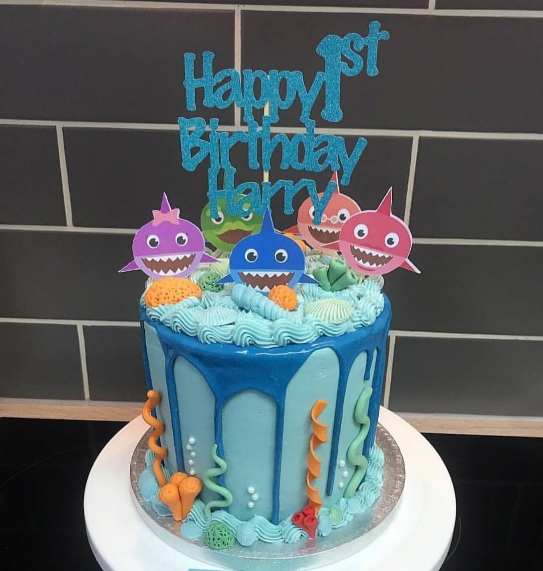 Baby Shark Cake Toppers Custom Cake Topper Birthday Cake Etsy
