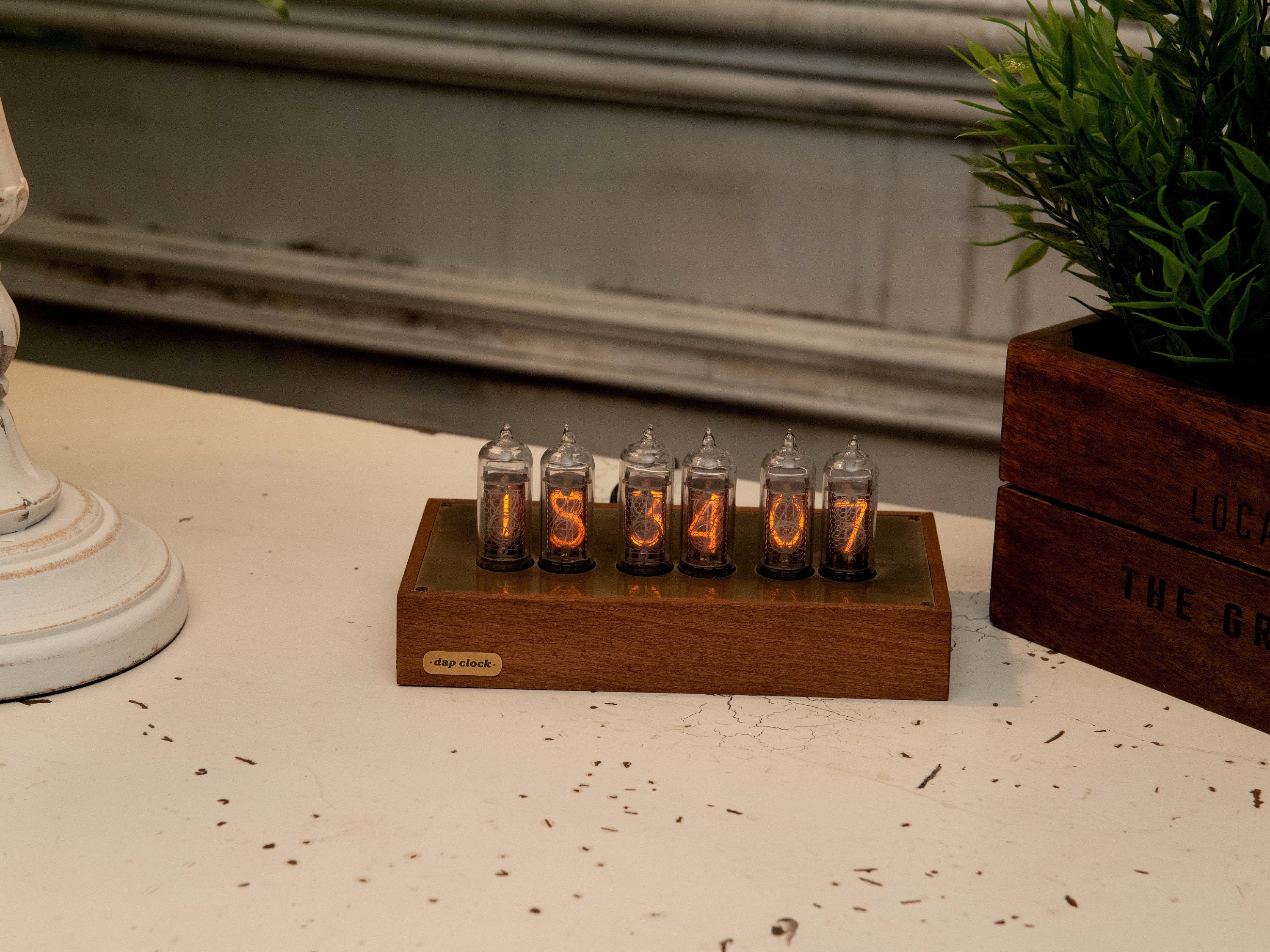 Nixie tube clock 6xIN14 Wood and brass case Blue backliht Etsy