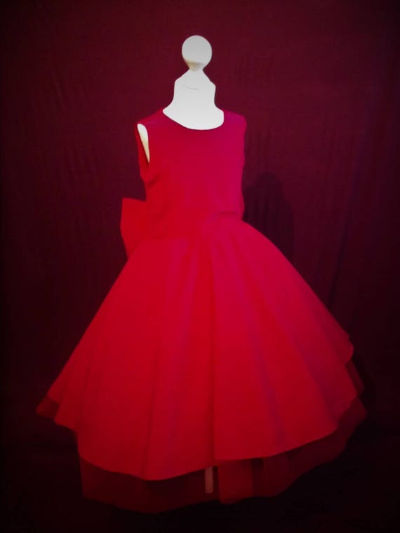 Girls red dress with a big bow at the back