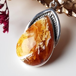 Rare amber color, Baltic amber pendant, Toffi and white amber and sterling silver pendant, Natural amber pendant, Unique  pendant with amber